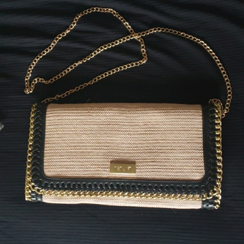 ELA Purse, Pink Black with Gold Hardware